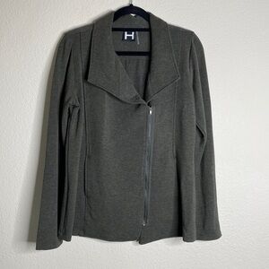 Bordeaux moto sweater green heathered large zipper